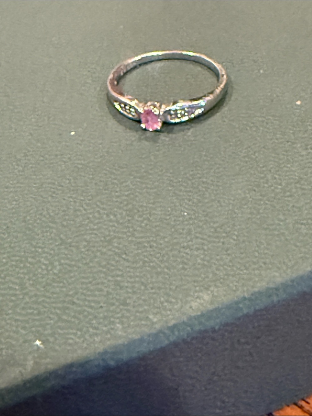 Elegant Silver Ring with Pink Center Stone
